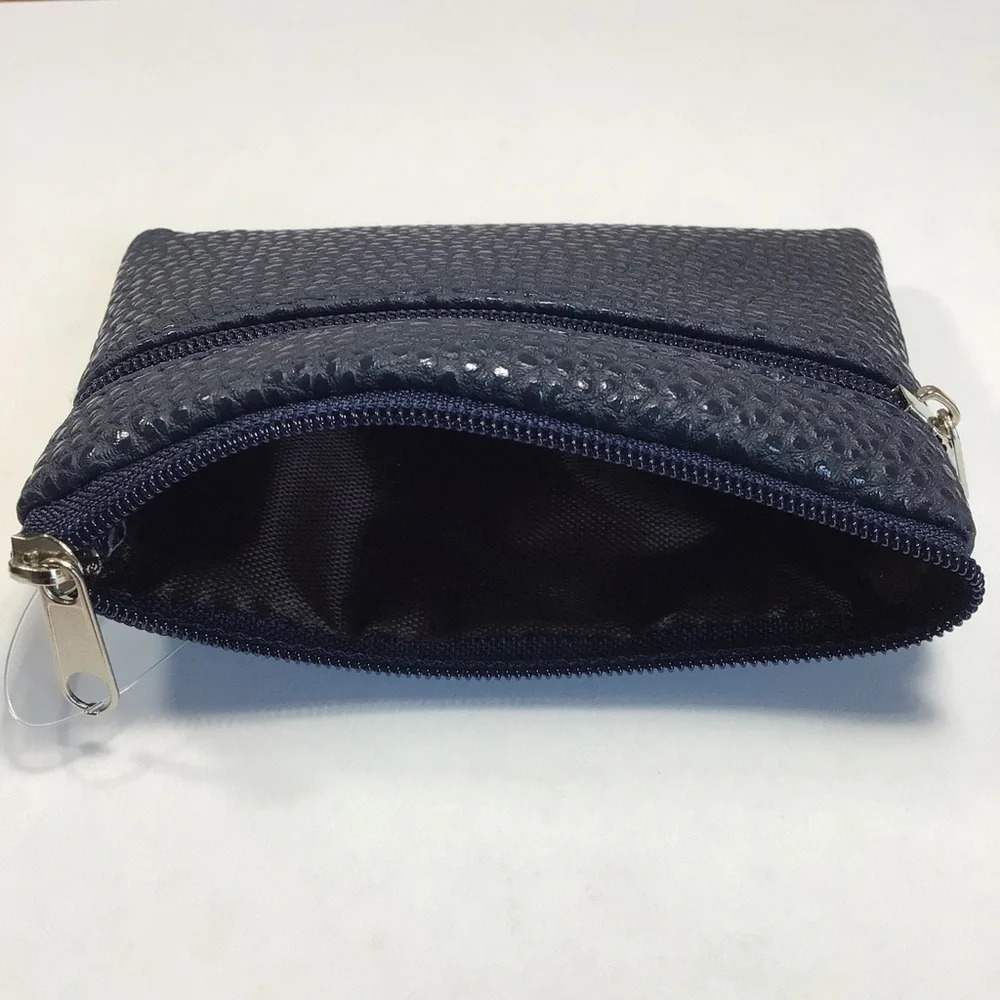 Blue Vegan Leather Zippered Coin Purse Wallet Mini Clutch - Picture 4 of 4